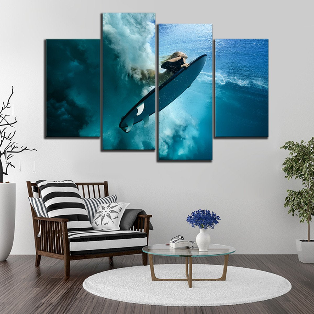 Under The Wave Multi Panel Canvas Wall Art