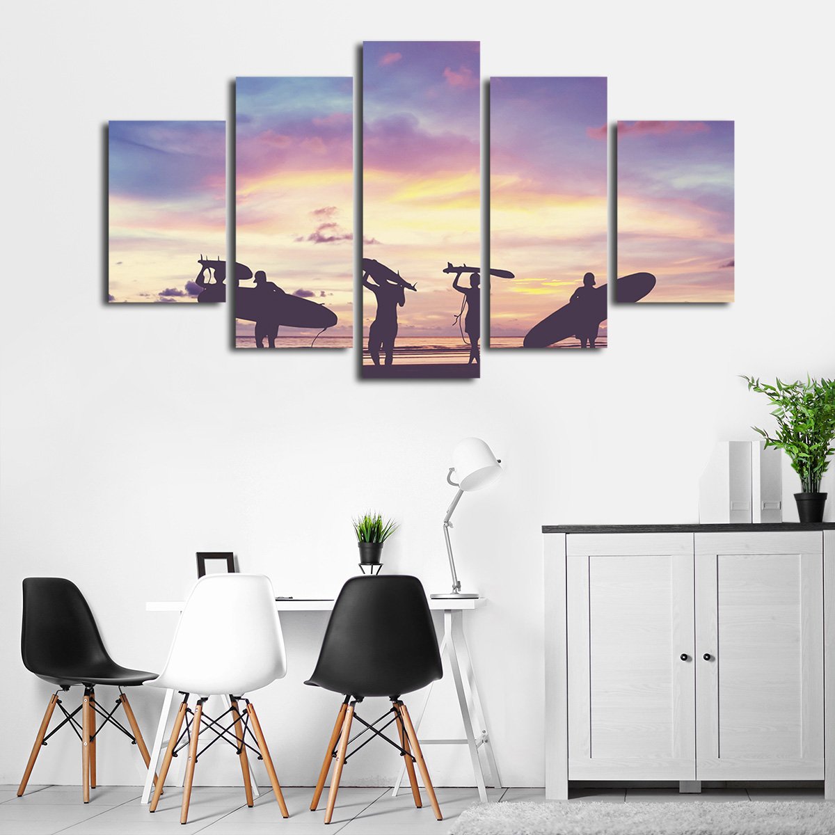 Surfing at Pipeline Multi Panel Canvas Wall Art