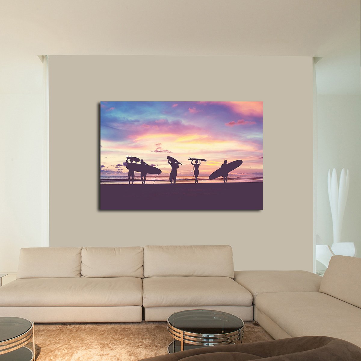 Surfing at Pipeline Multi Panel Canvas Wall Art