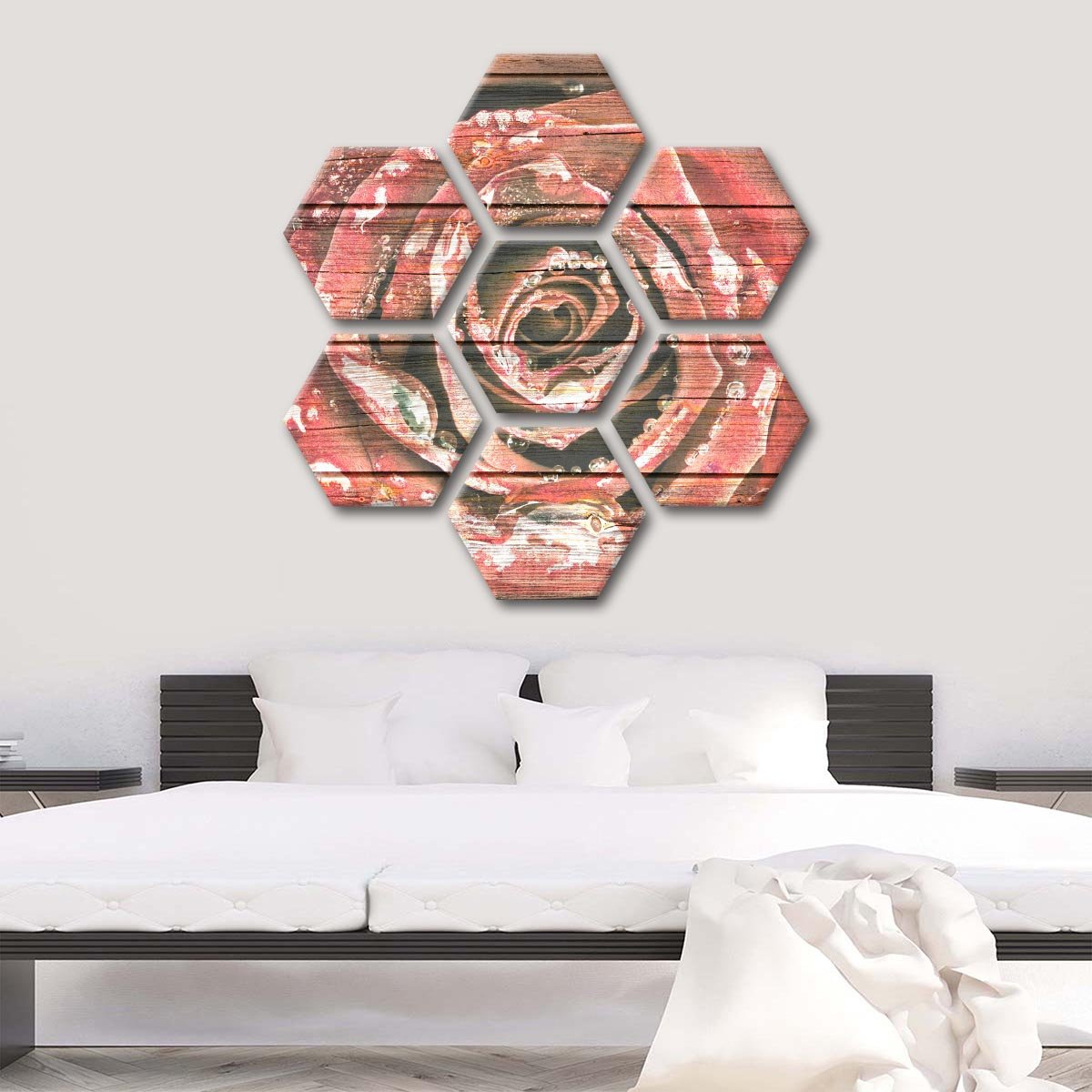 Wooden Rose Multi Panel Canvas Wall Art