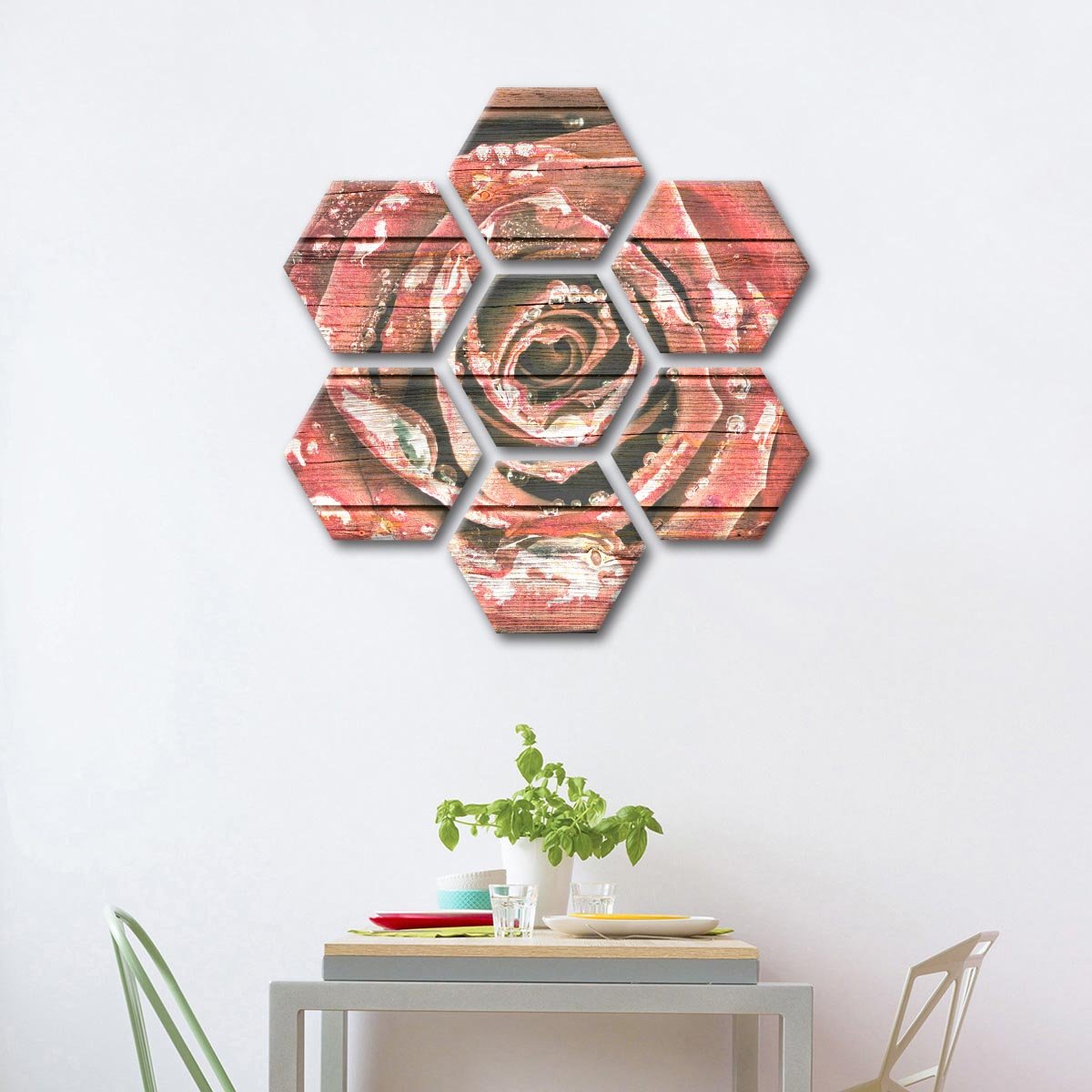Wooden Rose Multi Panel Canvas Wall Art