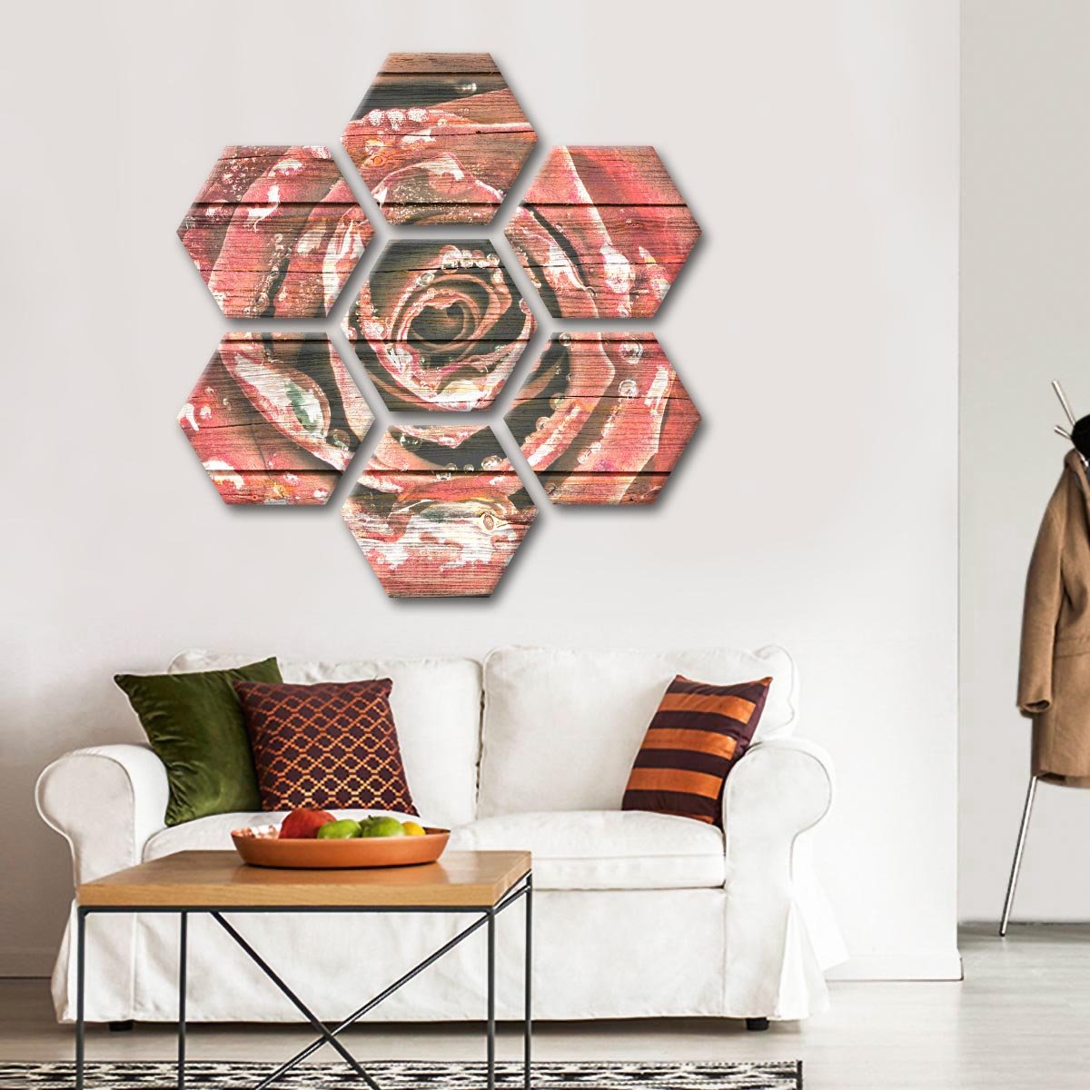 Wooden Rose Multi Panel Canvas Wall Art