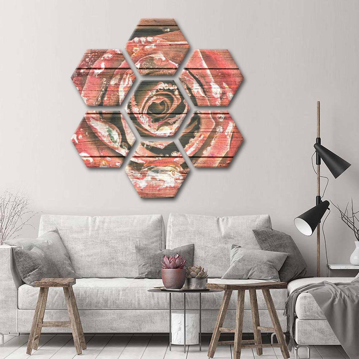 Wooden Rose Multi Panel Canvas Wall Art