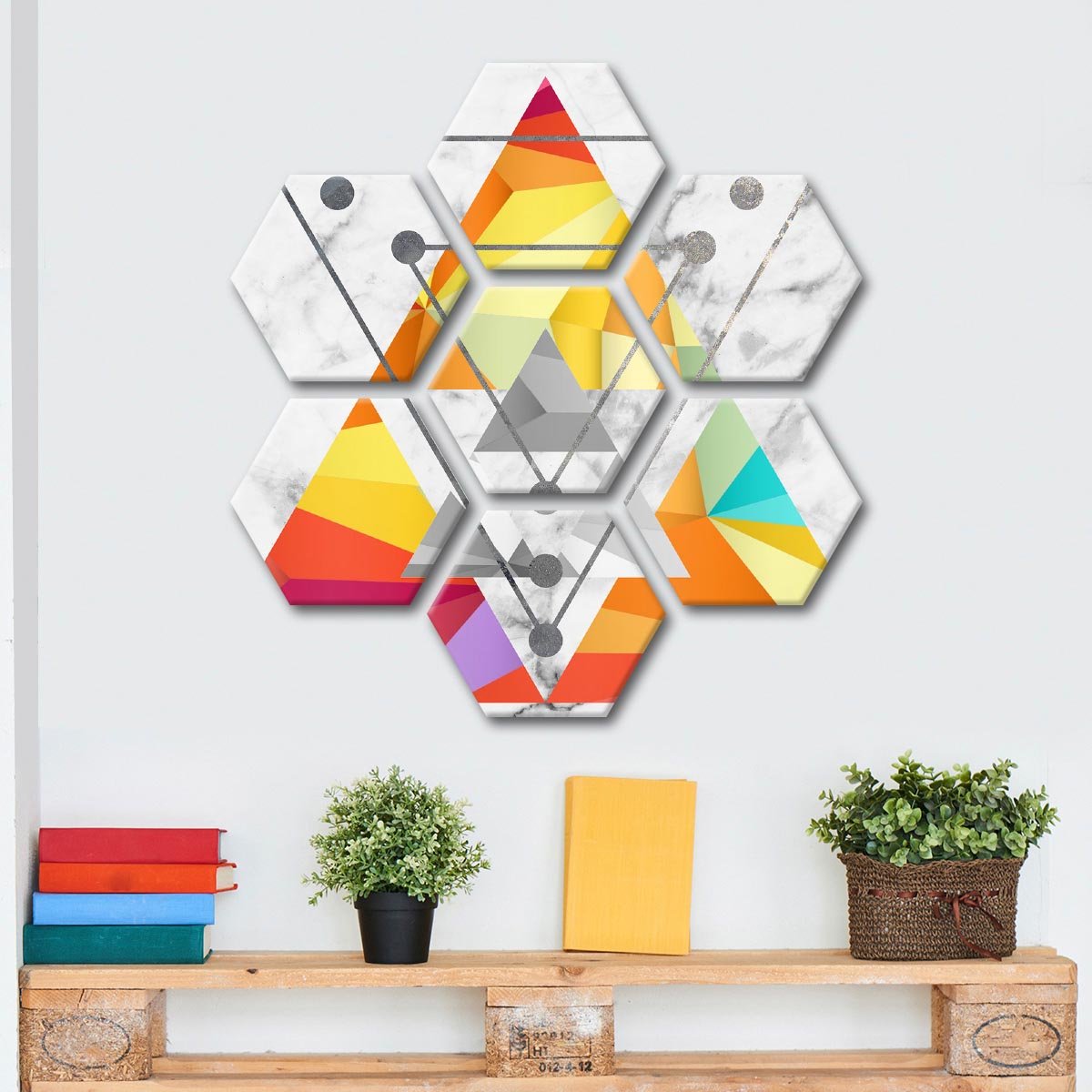 Triangular Color Multi Panel Canvas Wall Art