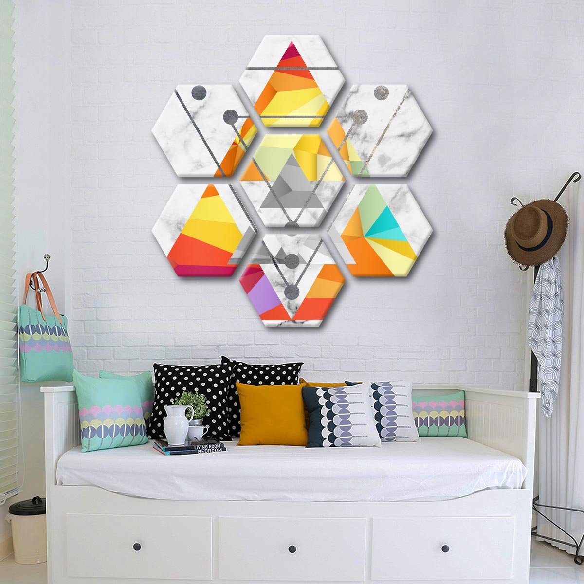 Triangular Color Multi Panel Canvas Wall Art