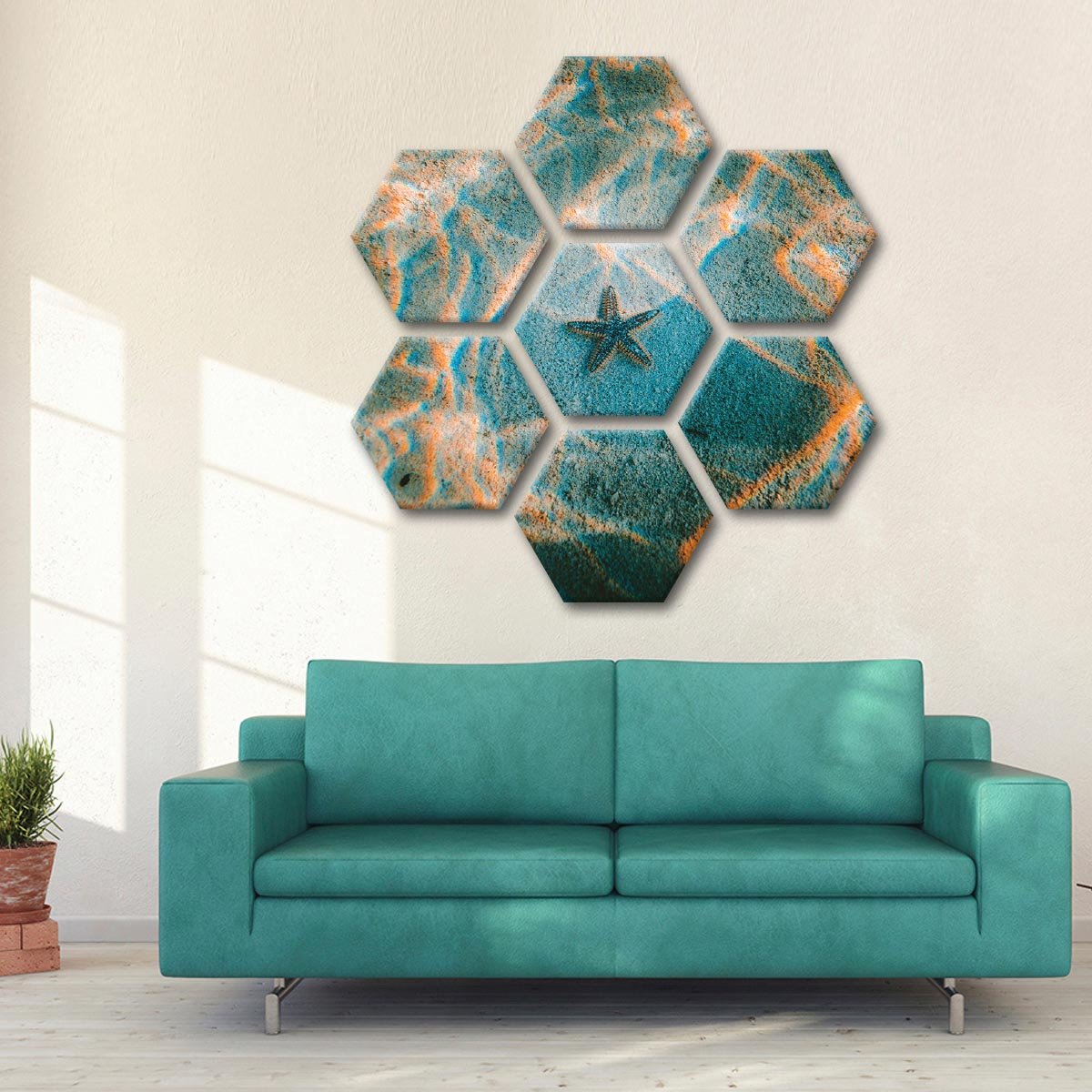 Sandy Starfish Multi Panel Canvas Wall Art