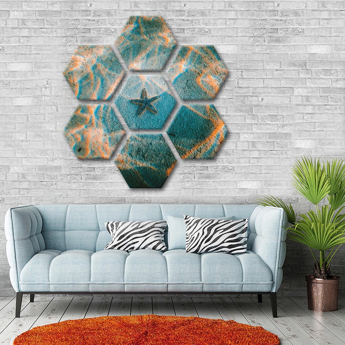 Sandy Starfish Multi Panel Canvas Wall Art