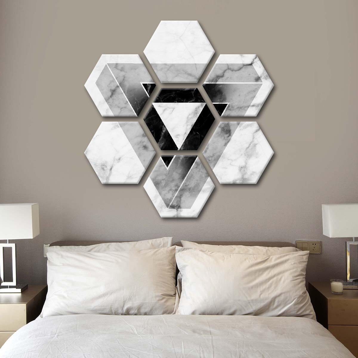 Marble Triangle Multi Panel Canvas Wall Art