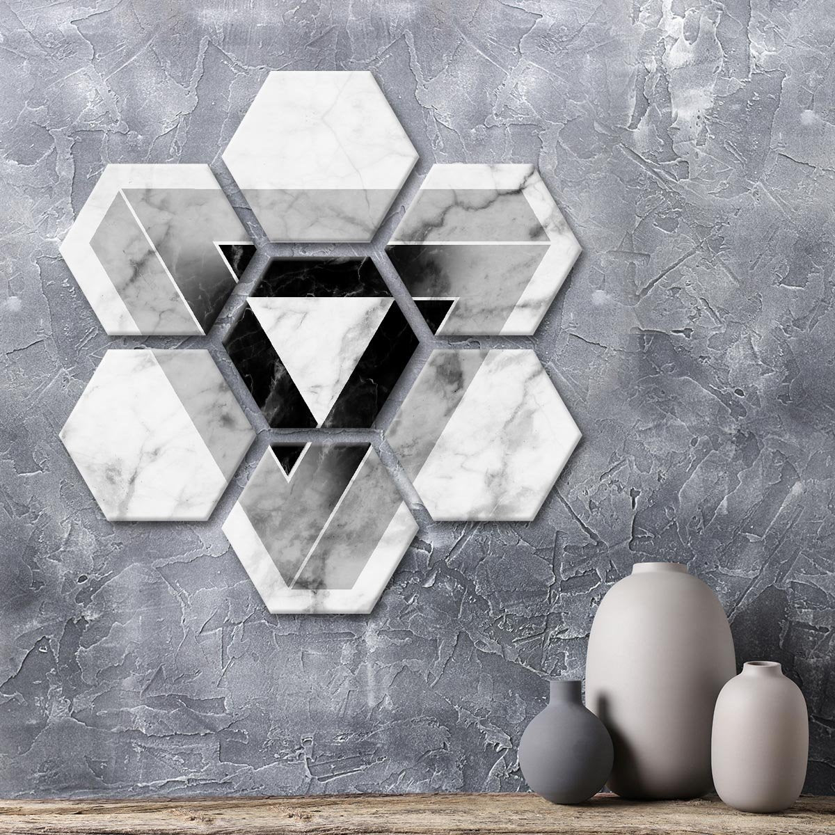 Marble Triangle Multi Panel Canvas Wall Art