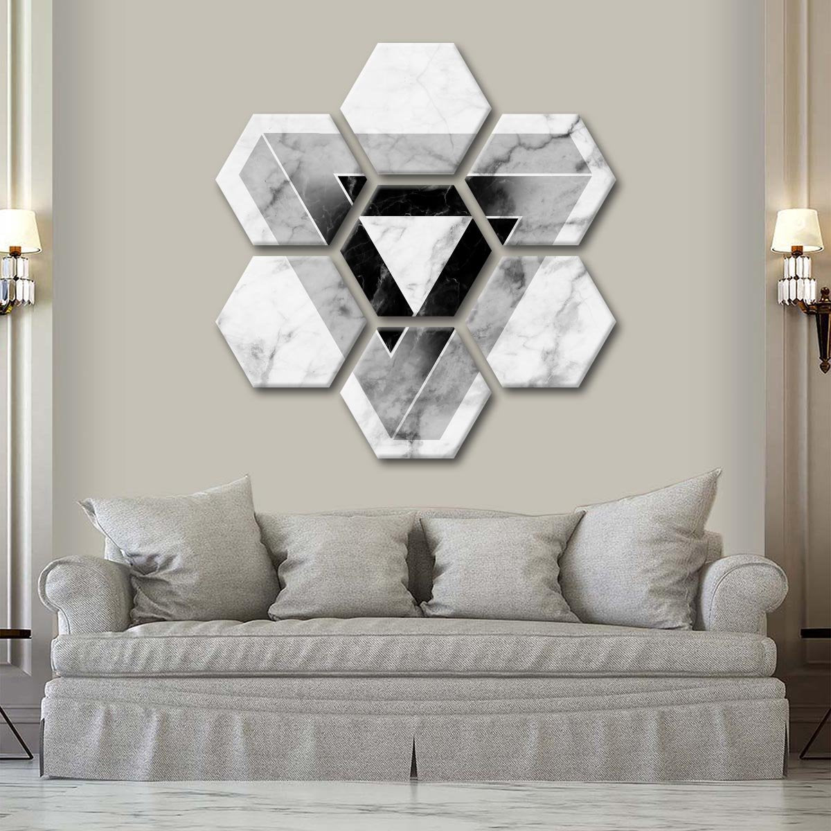 Marble Triangle Multi Panel Canvas Wall Art