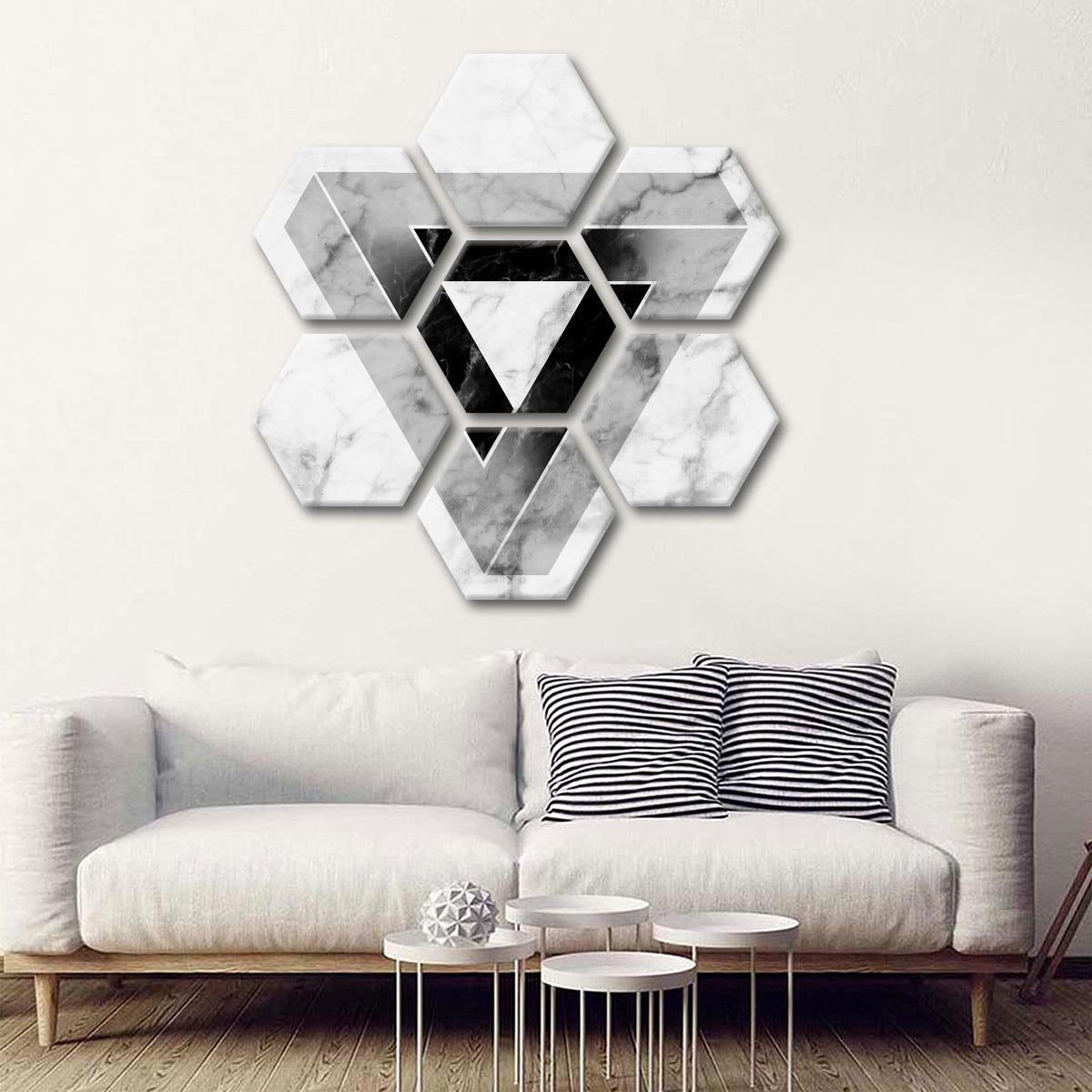 Marble Triangle Multi Panel Canvas Wall Art