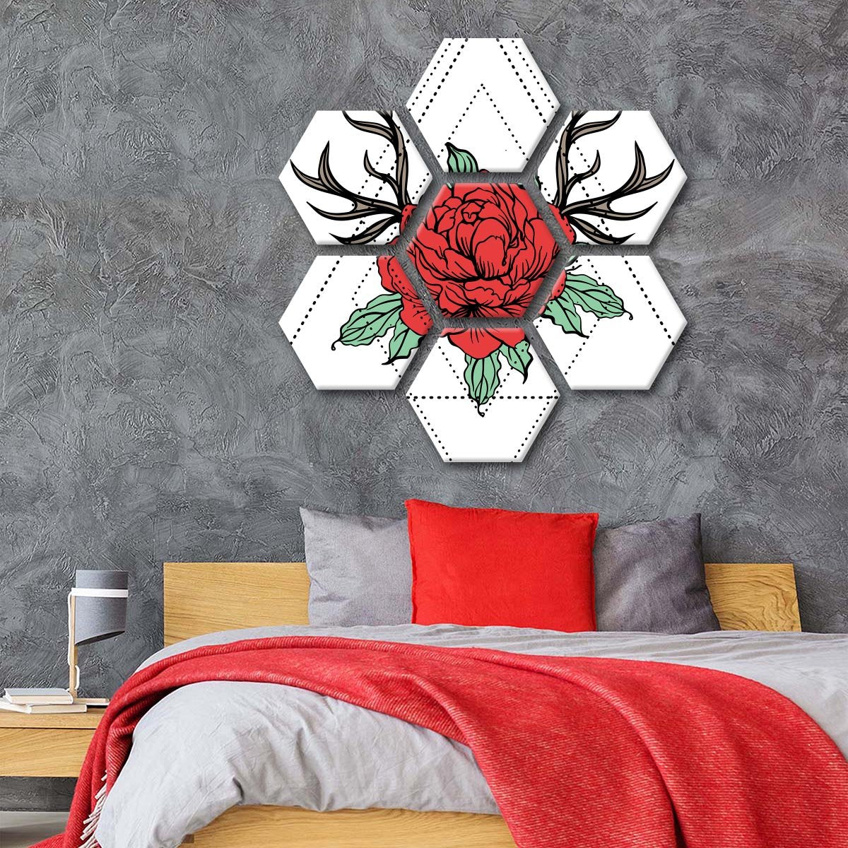 Floral Tattoo Multi Panel Canvas Wall Art