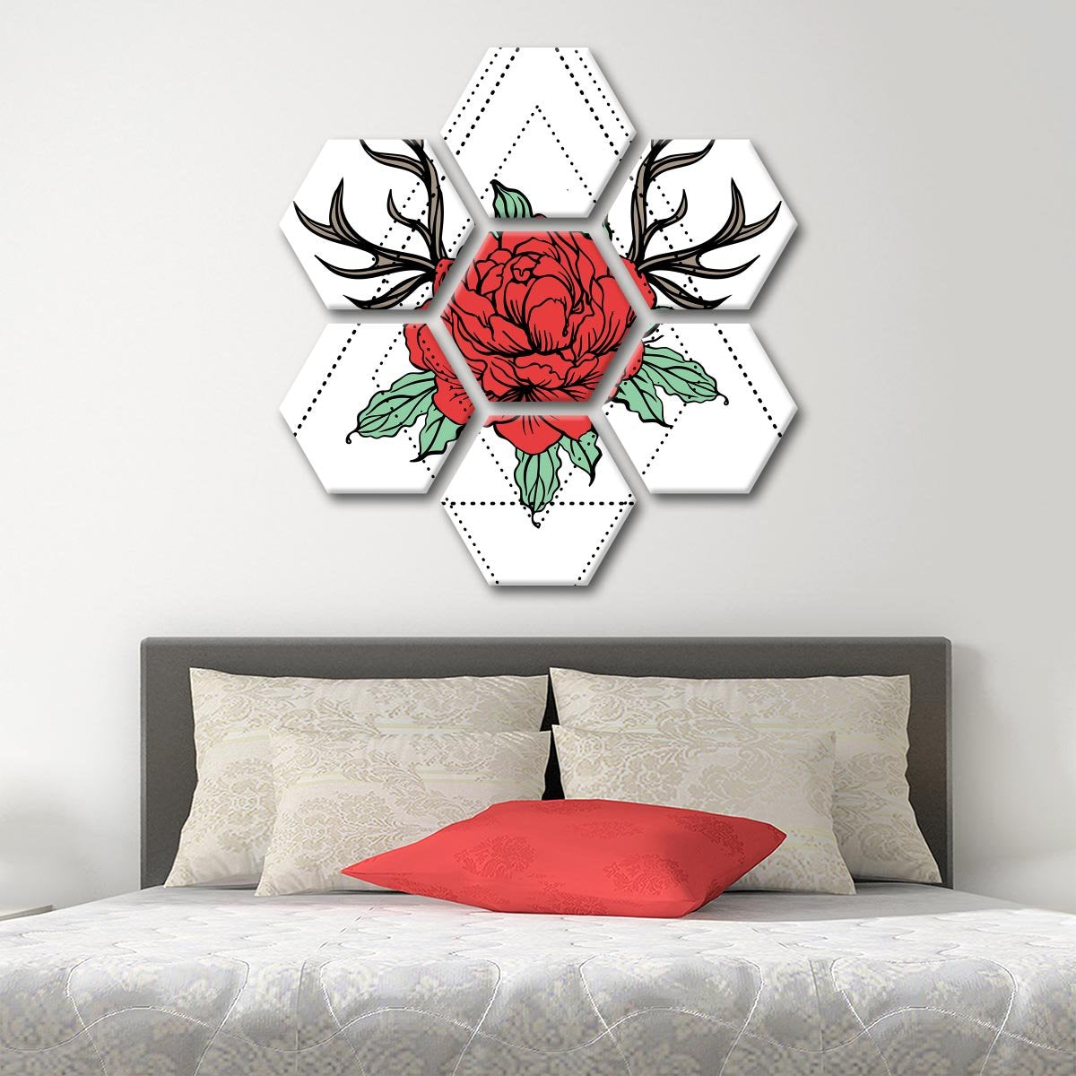 Floral Tattoo Multi Panel Canvas Wall Art