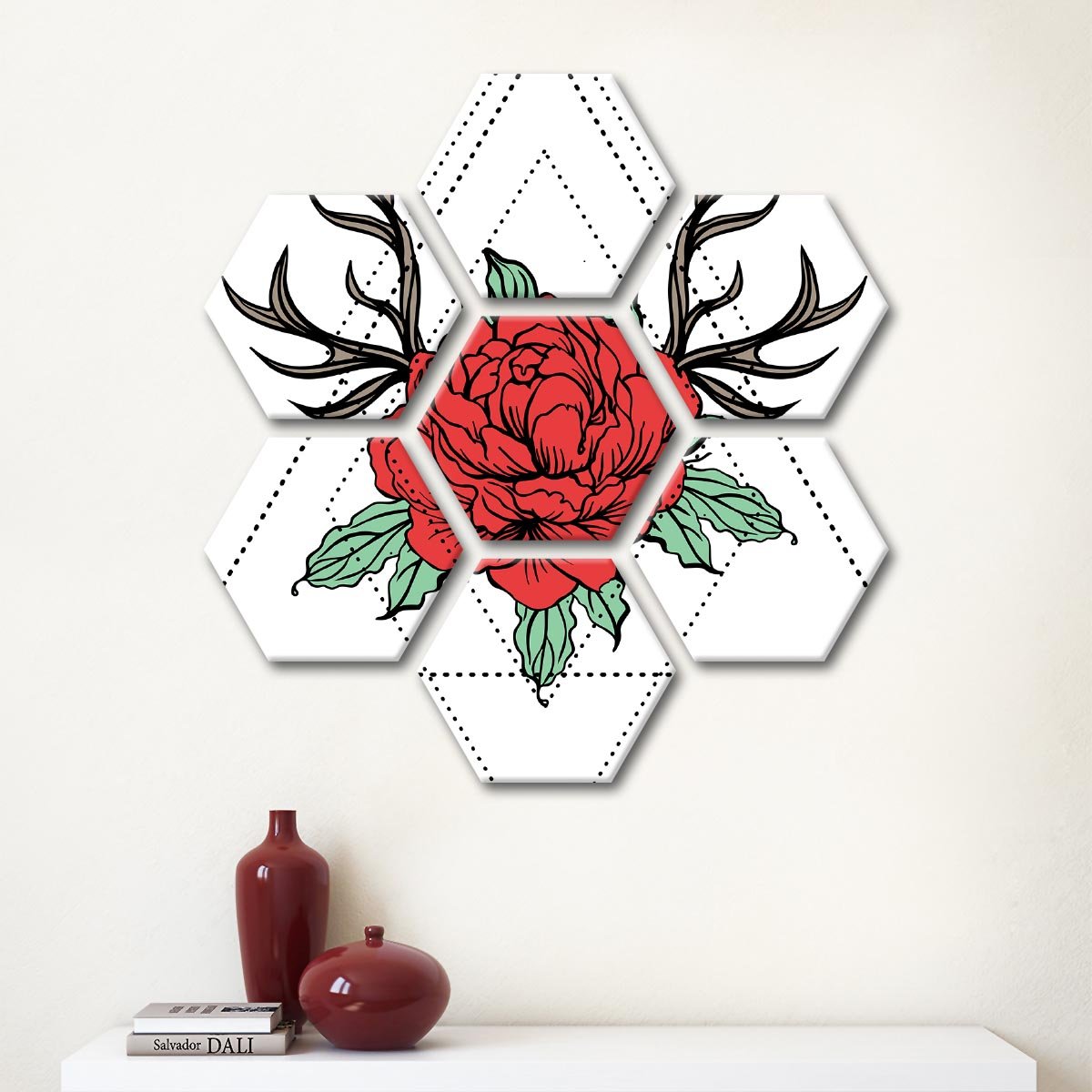 Floral Tattoo Multi Panel Canvas Wall Art