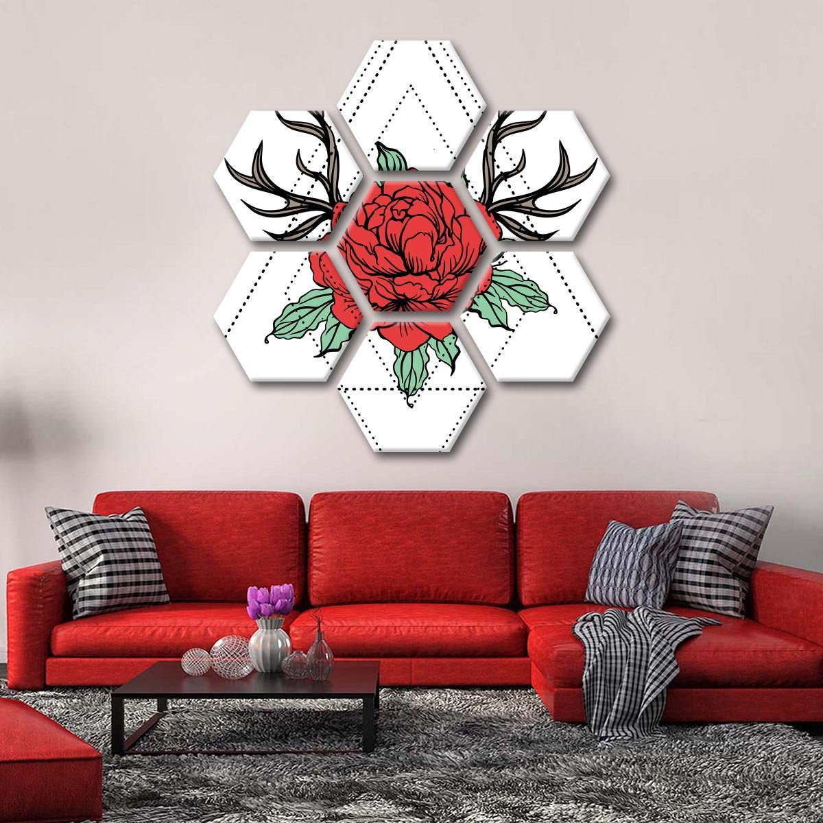 Floral Tattoo Multi Panel Canvas Wall Art