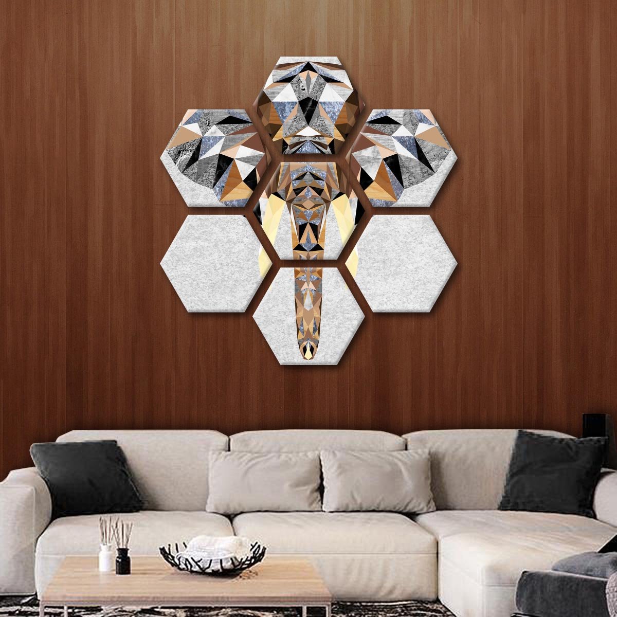 Geo Elephant Multi Panel Canvas Wall Art
