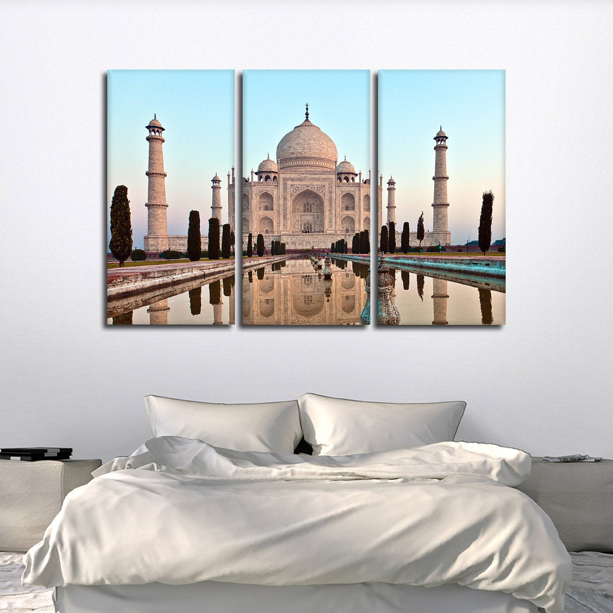 Taj Mahal At Sunset Multi Panel Canvas Wall Art
