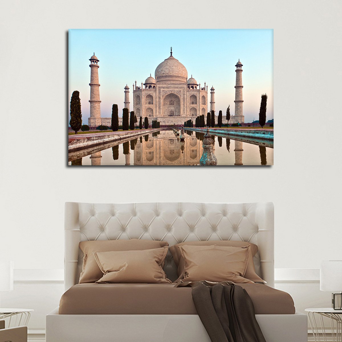 Taj Mahal At Sunset Multi Panel Canvas Wall Art