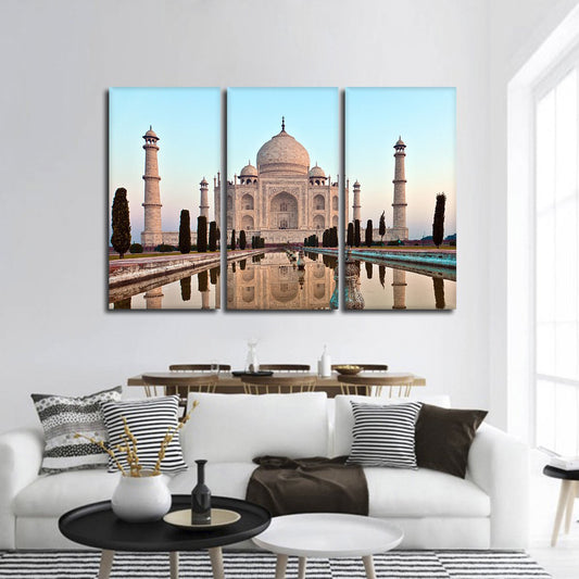 Taj Mahal At Sunset Multi Panel Canvas Wall Art
