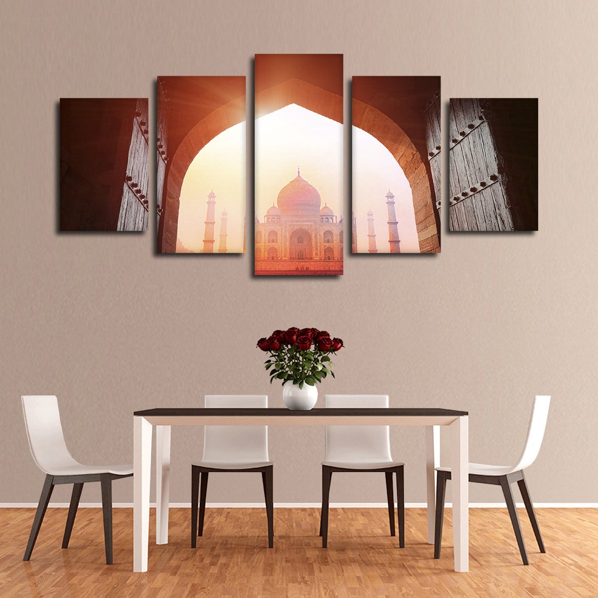Taj Mahal In The Sunlight Multi Panel Canvas Wall Art