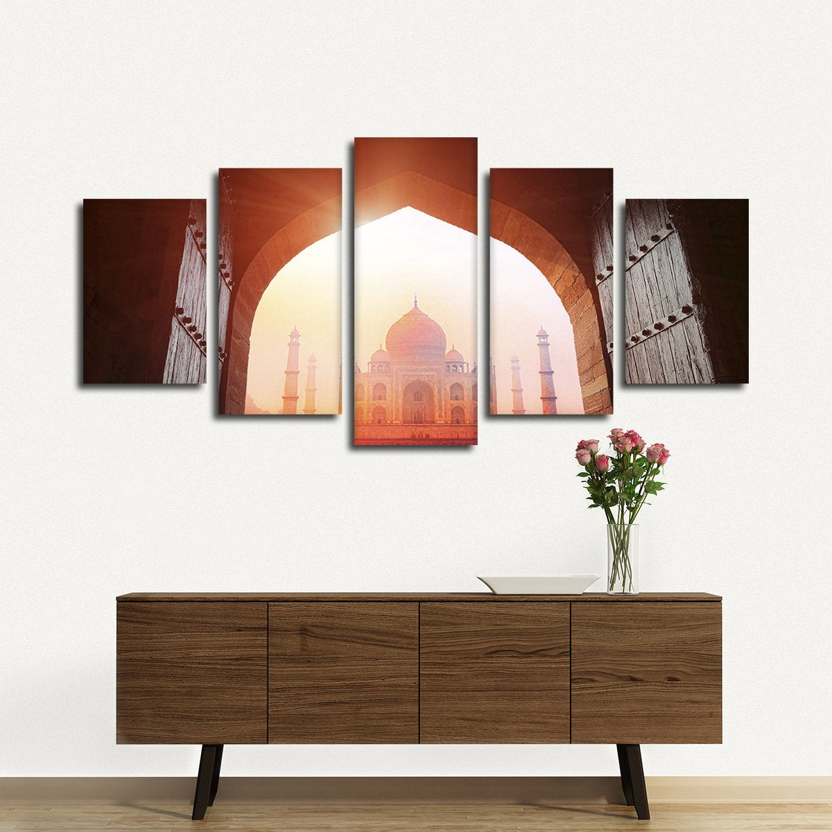 Taj Mahal In The Sunlight Multi Panel Canvas Wall Art