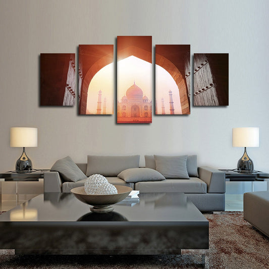 Taj Mahal In The Sunlight Multi Panel Canvas Wall Art