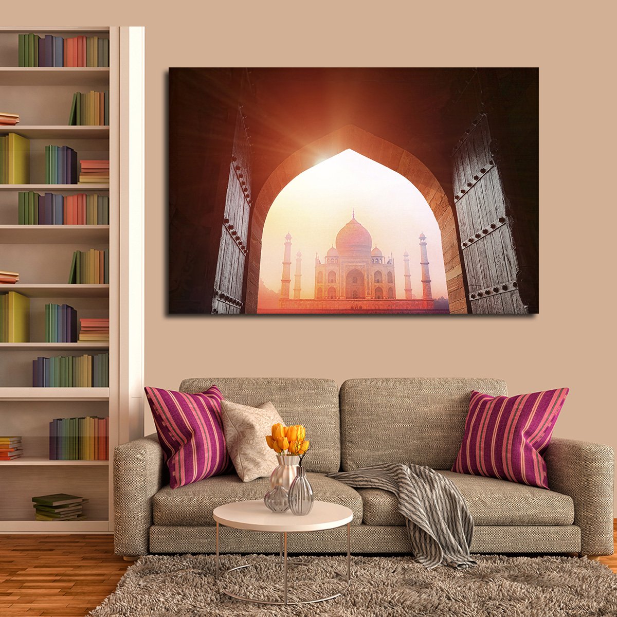 Taj Mahal In The Sunlight Multi Panel Canvas Wall Art