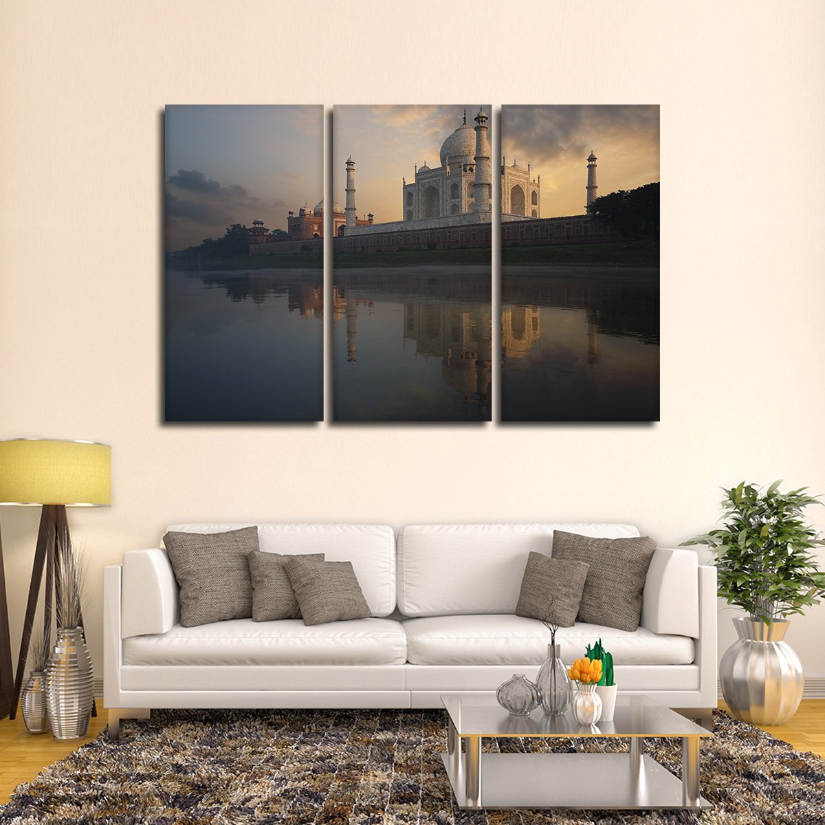 Taj Mahal Side View Multi Panel Canvas Wall Art