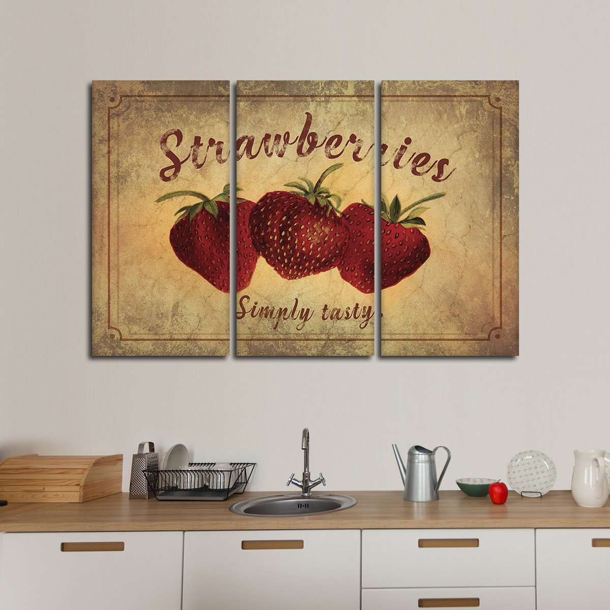 Tasty Strawberries Multi Panel Canvas Wall Art