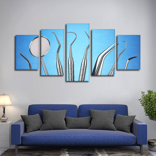 Teeth Cleaning Tools Multi Panel Canvas Wall Art