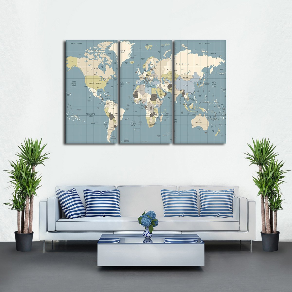 Water Blue World Multi Panel Canvas Wall Art