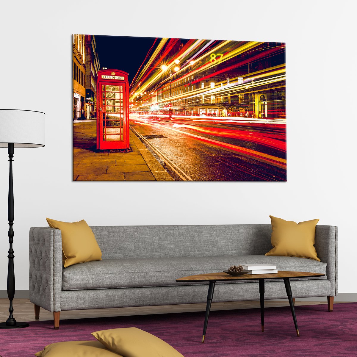 London Telephone Booth Multi Panel Canvas Wall Art