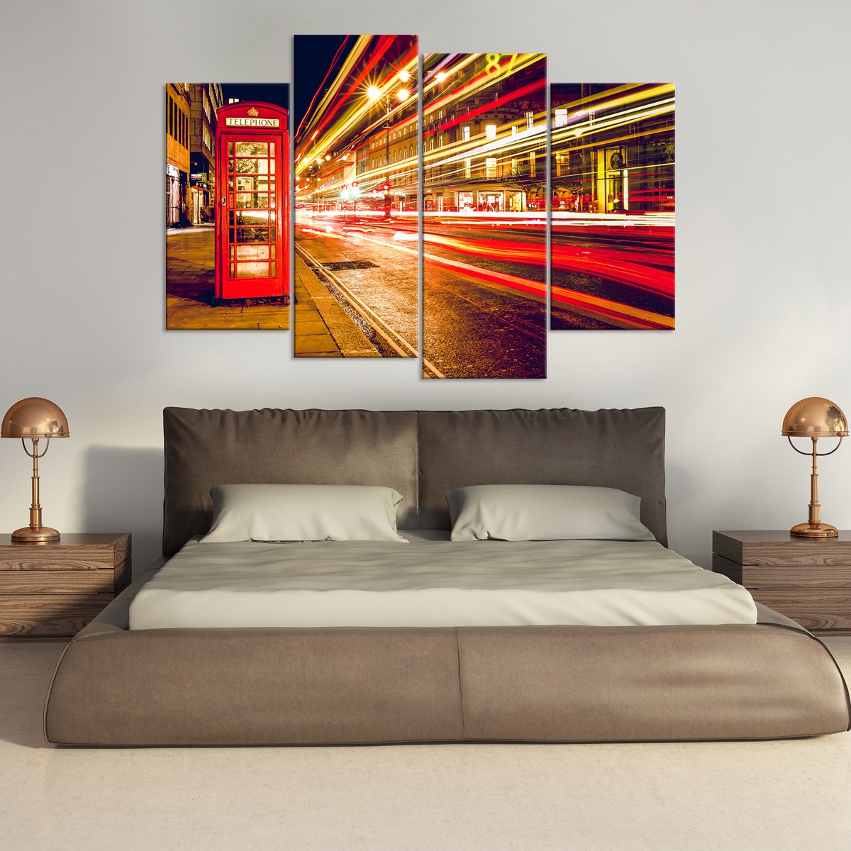 London Telephone Booth Multi Panel Canvas Wall Art