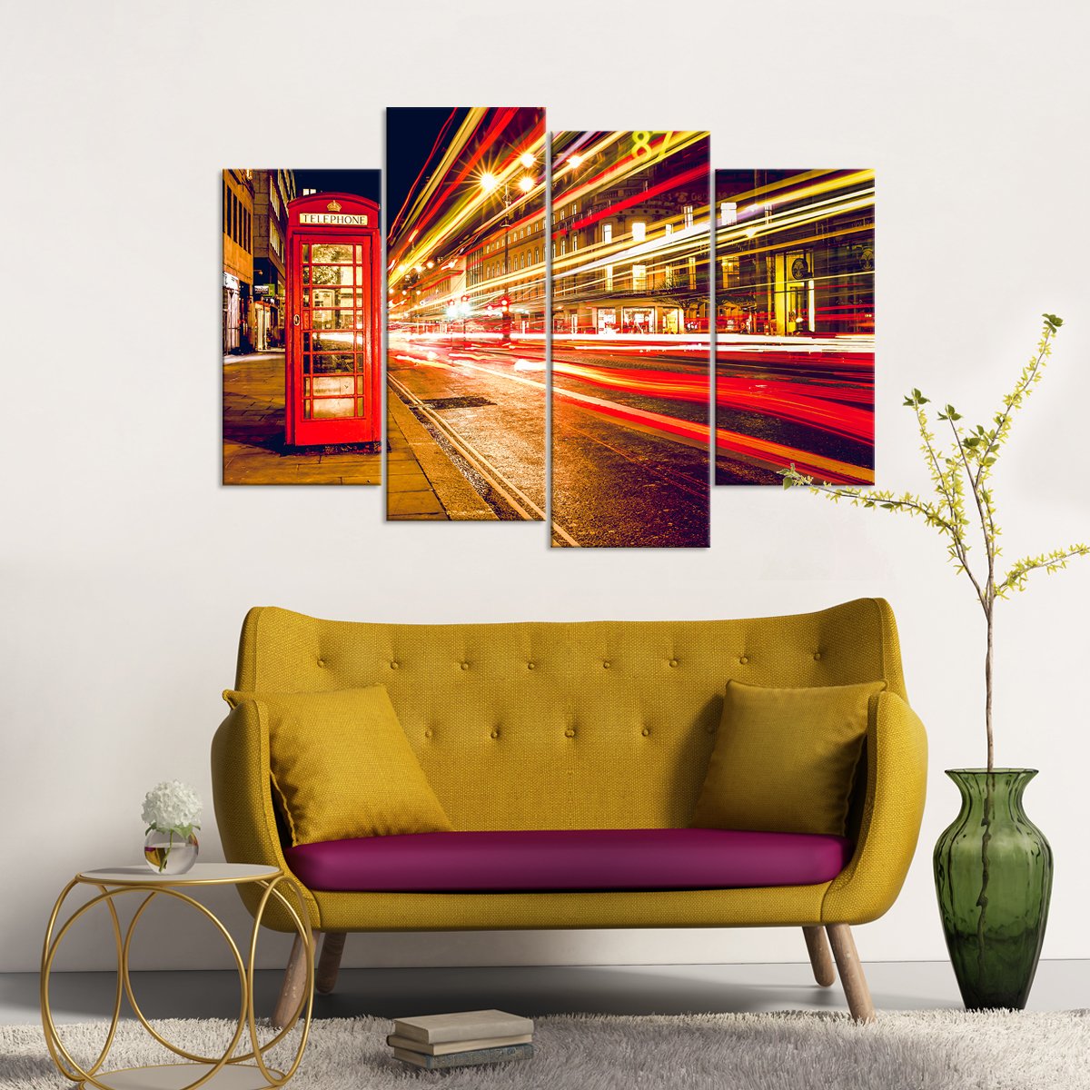 London Telephone Booth Multi Panel Canvas Wall Art