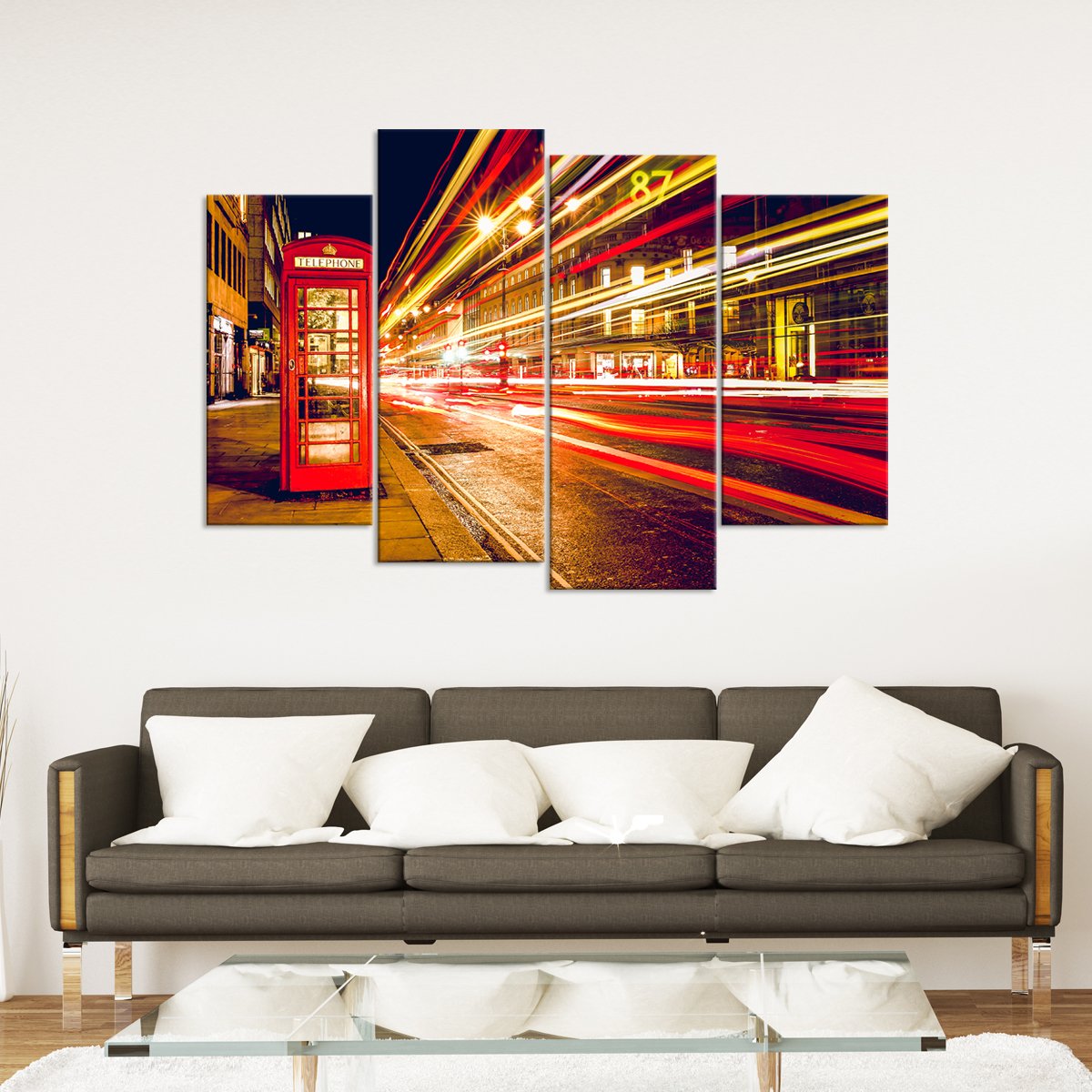 London Telephone Booth Multi Panel Canvas Wall Art