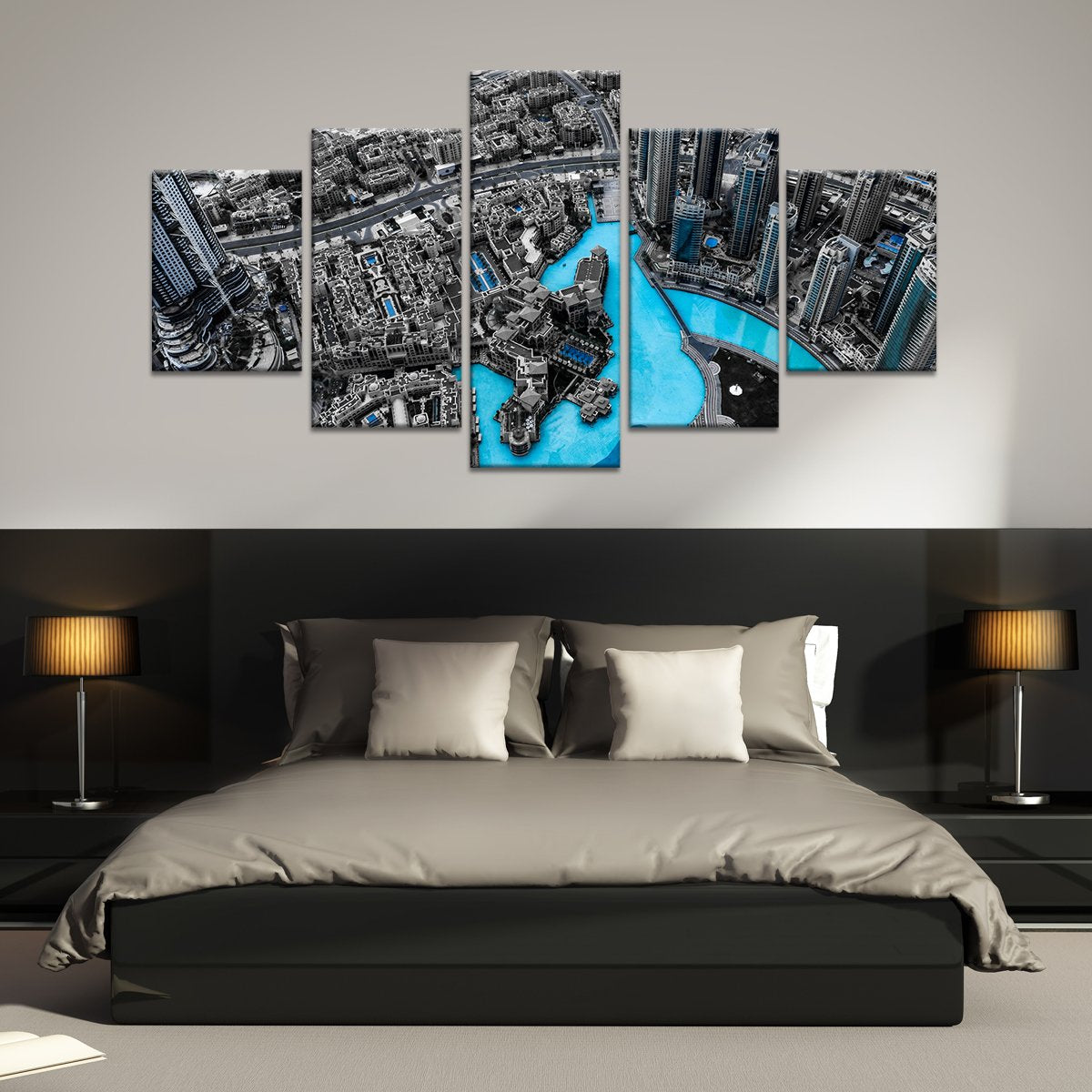 Aerial City Multi Panel Canvas Wall Art