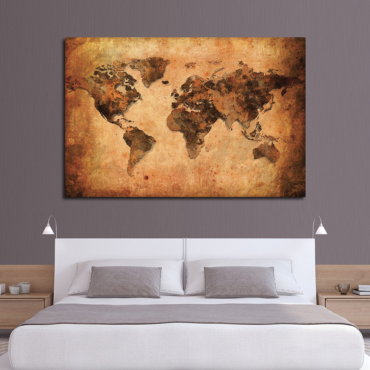 Terracotta World Map Multi Panel Canvas Wall Art