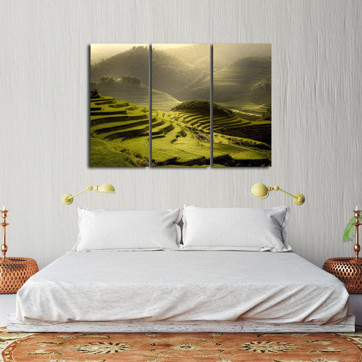 Terraced Rice Fields Multi Panel Canvas Wall Art