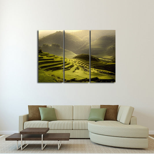 Terraced Rice Fields Multi Panel Canvas Wall Art