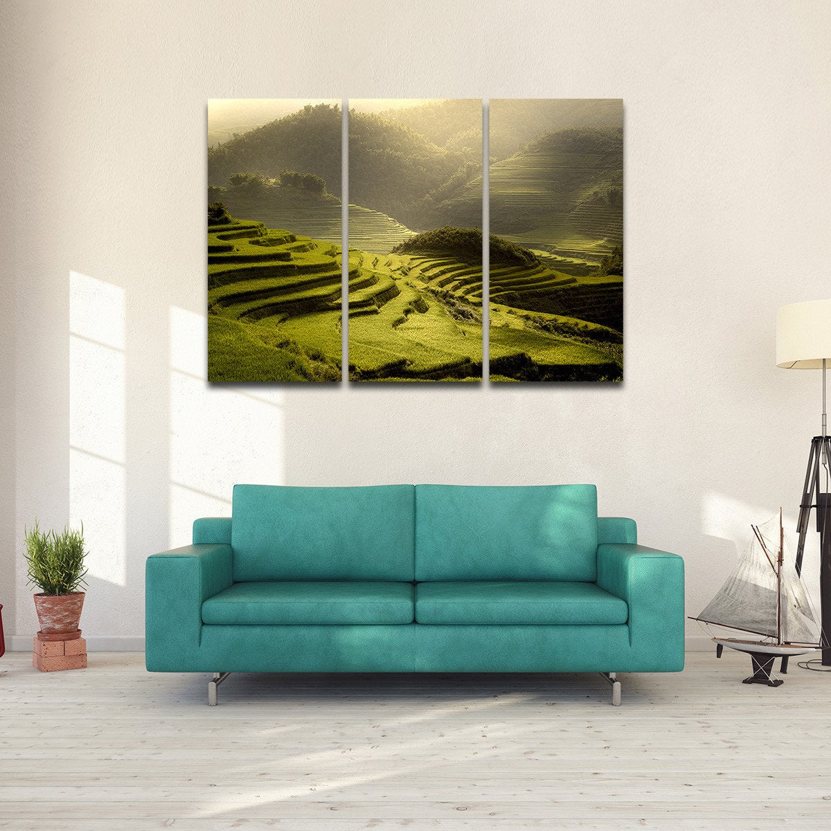 Terraced Rice Fields Multi Panel Canvas Wall Art