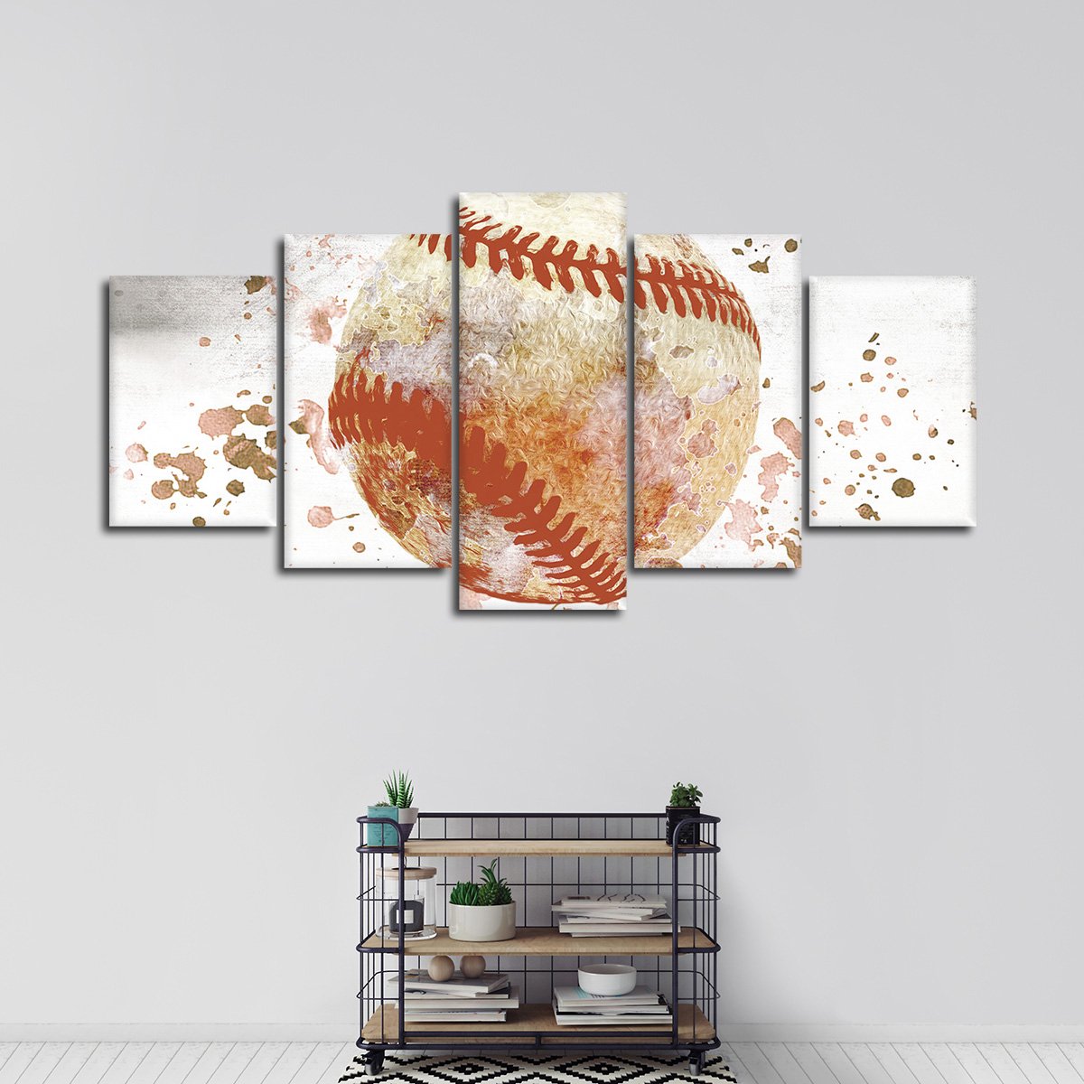 Textured Baseball Multi Panel Canvas Wall Art
