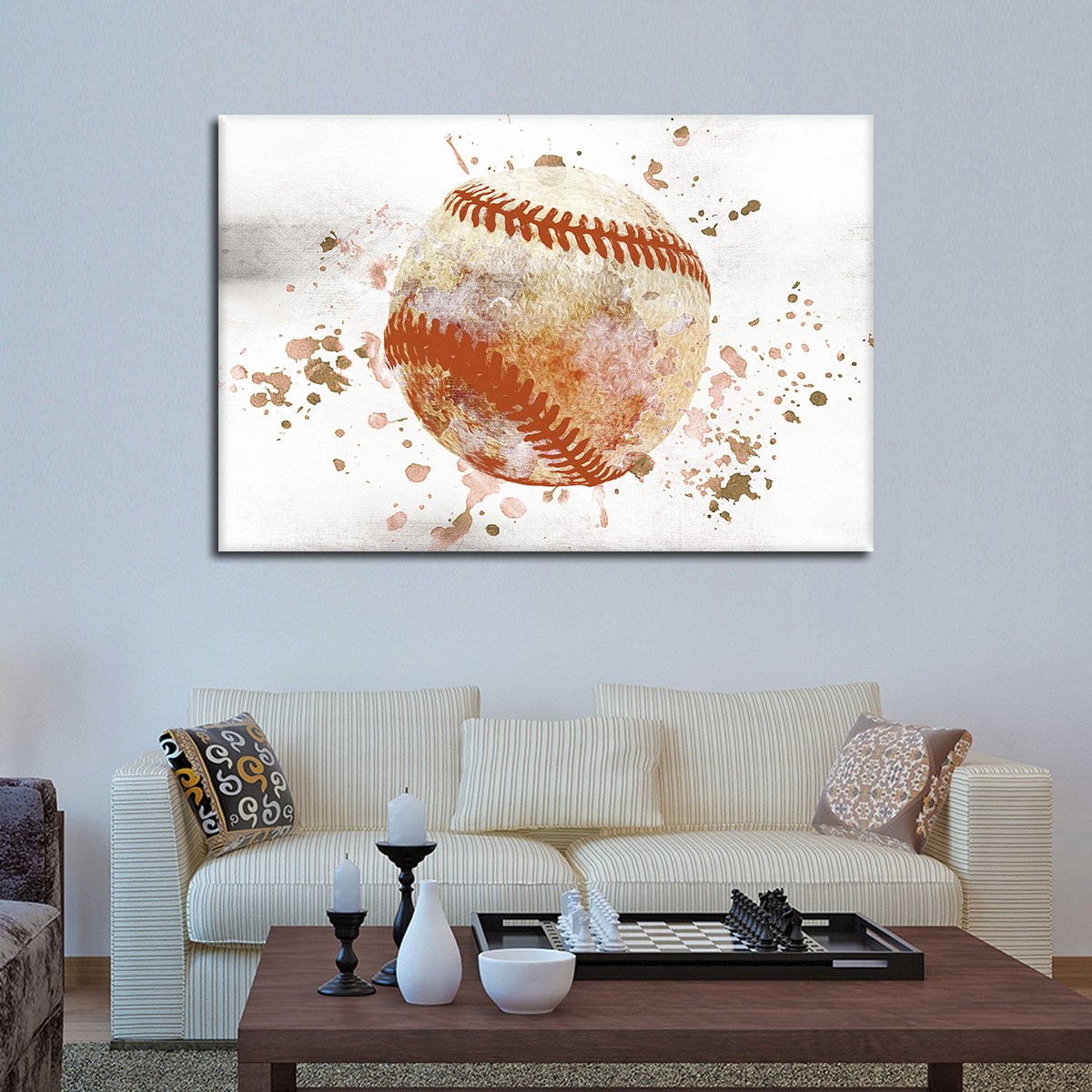 Textured Baseball Multi Panel Canvas Wall Art