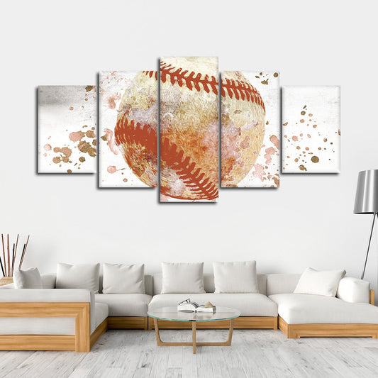 Textured Baseball Multi Panel Canvas Wall Art