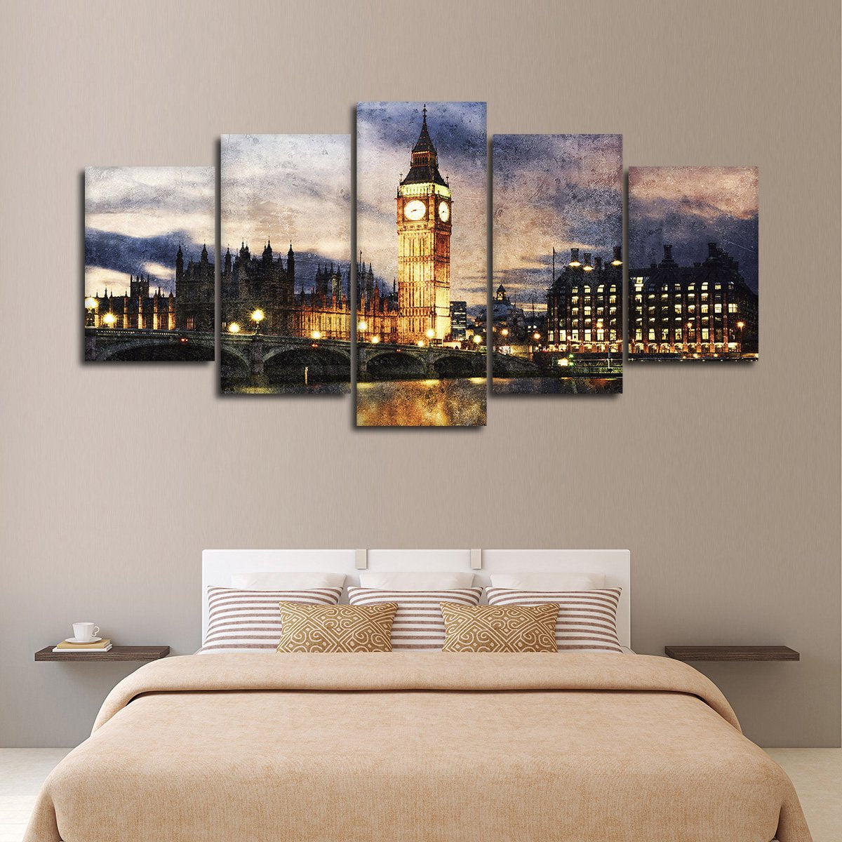 Textured Big Ben At Dusk Multi Panel Canvas Wall Art