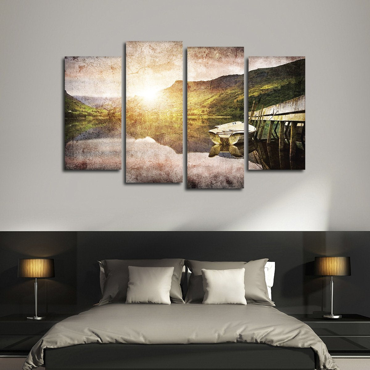 Textured Boat Dock Multi Panel Canvas Wall Art