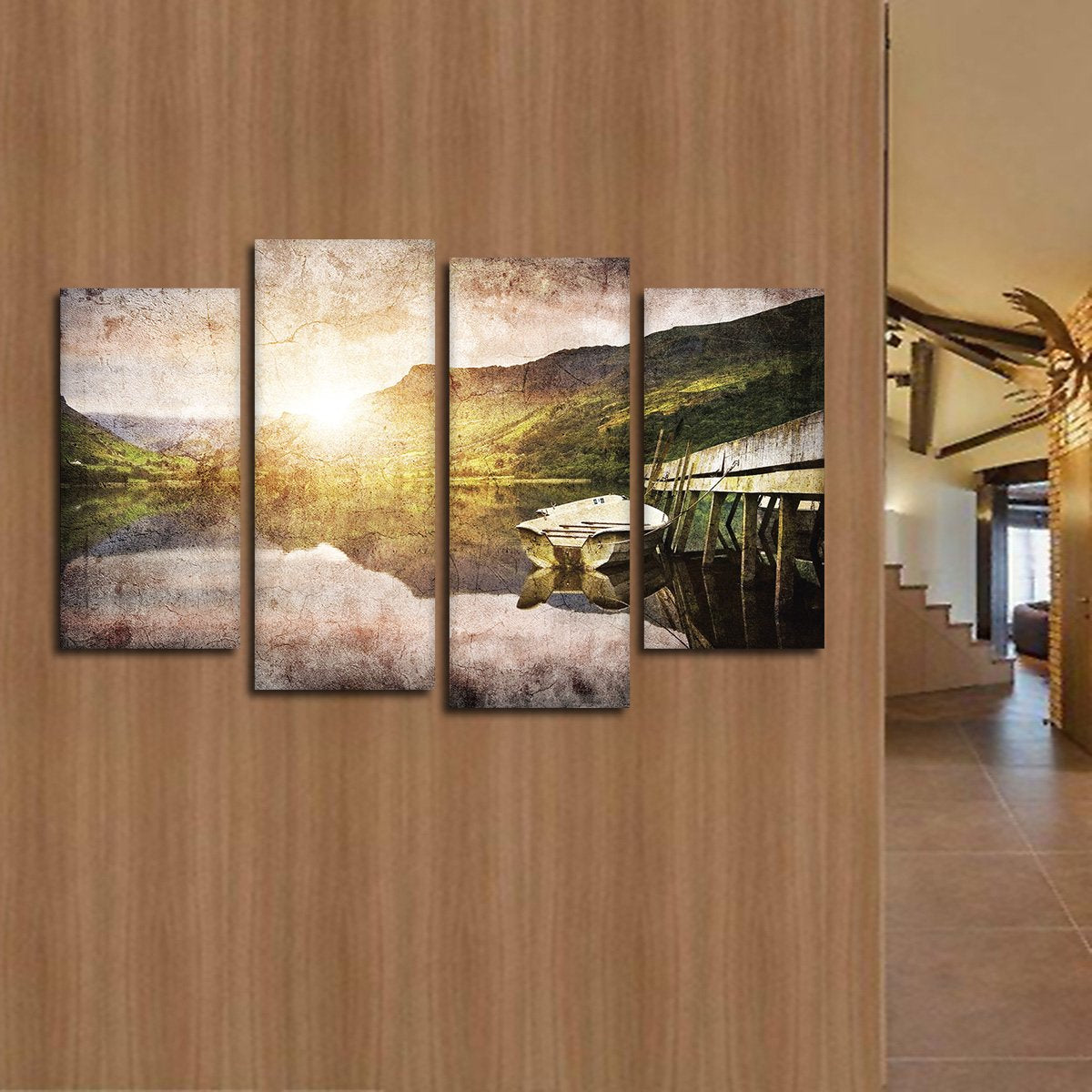 Textured Boat Dock Multi Panel Canvas Wall Art