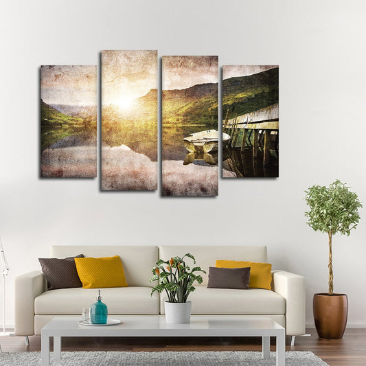 Textured Boat Dock Multi Panel Canvas Wall Art