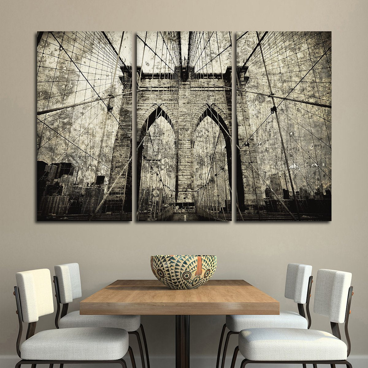 Textured Brooklyn Bridge Multi Panel Canvas Wall Art
