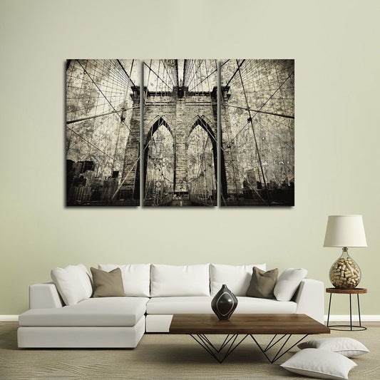 Textured Brooklyn Bridge Multi Panel Canvas Wall Art
