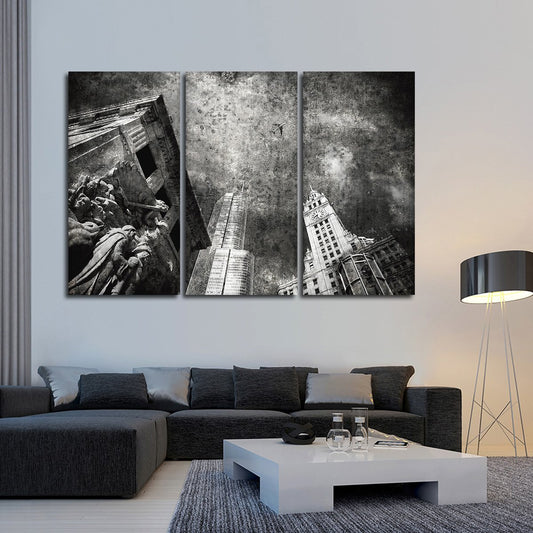 Textured Chicago Skyline Multi Panel Canvas Wall Art